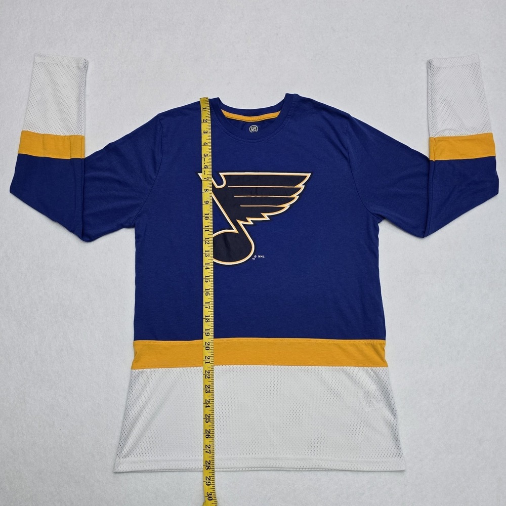 NHL St. Louis Blues Mens Blue Yellow Colorblock Long Sleeve Shirt Medium - Picture 7 of 16